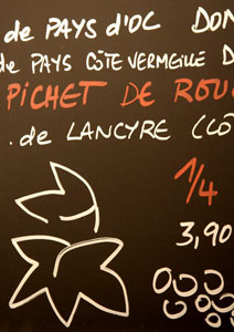 le tableau des vins au verre
